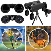 12x Compact Binoculars High Powered Waterproof Binoculars with Tripod Phone Adapter Clip Adjustable for Bird Watching Hunting
