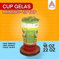 CUP TIPTOP UKURAN 22 OZ PRINTING MOTIF CITARASA NUSANTARA / ES TEH INDONESIA / SEGELAS KESEGARAN 50 