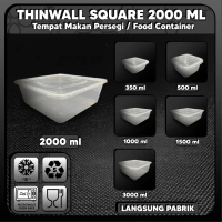 Thinwall 2000 ML Persegi / Kotak Makan Plastik