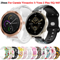 20mm Smart Watch Straps Bracelets For Garmin Vivoactive 3/Venu 2 Plus/SQ 2/Forerunner 645 245 158 55 Silicone Bands Wristband