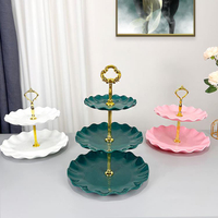歐式塑料多層水果盤客廳茶幾糖果盤前台精致蛋糕托盤三層點心架子