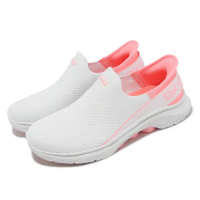 【SKECHERS】懶人鞋 Go Walk 7-Mia Slip-Ins 女鞋 白 粉紅 緩震 套入式 休閒鞋 健走(125231-WPK)