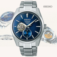 【SEIKO 精工】Presage 新銳 三日鍊 麻葉紋小鏤空機械腕錶-藍40.2mm_SK028(SPB417J1/6R5J-00A0B)