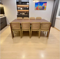 star99team - Oak 4/6/8 Seater Solid Wood Dining Set 1 Table + 8 Chairs 6 Chairs 4 Chairs Ready Stock