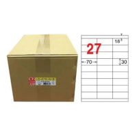 【龍德】LONGDER 三用電腦標籤 A4 27格 30*70mm白色1000張/箱 LD-876-W-B(適用雷射、噴墨、影印)