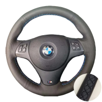 Bọc vô lăng bằng da mềm màu đen hoàn toàn cho BMW E81 E90 Pack M Sport M3 E91 E92 E93 E87 E82 E88 X1