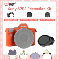 Soft Silicone Case Body Cover Protector Frame Skin With Camera Body Cap Lens Rear Cap for Sony A7R4 A74 Camera Accessories