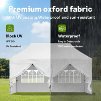 10x20 FT Heavy Duty Pop Up Canopy 10x20 Canopy Tent with 6 Velcro Sidewalls Made of 420D Oxford Fabric Instant Shade Canopy