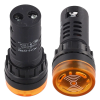AD16-22SM เสียงและไฟสัญญาณเตือน อุปกรณ์ AC/DC 220V บูซเซอร์แฟลช สีเหลือง ตัวบ่งชี้สัญญาณ ขนาด 22 มม.