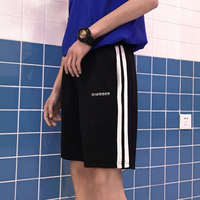 FINDSENSE G6 韓國時尚 新款男女寬鬆休閒褲條紋情侶運動褲 百搭短褲