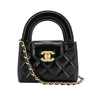 Chanel 香奈兒 Kelly Nano 牛皮金釦迷你斜背包(AP3435-黑)