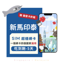 【eiP】新馬印泰上網卡 5天吃到飽 SIM卡(新加坡 馬來西亞 印尼 泰國上網卡 免翻牆 網路隨插即用 5G/4G)