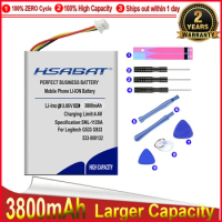 HSABAT 0 Cycle 3800mAh 533-000132 Battery for Logitech G533 G933 G533S G933S g935 Mobile Phone Replacement Accumulator