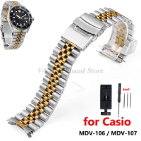 316L Stainless Steel Bracelet for Casio MDV-106 MDV-107 Watch Strap 2784 Watchband Men's Accessories 22mm