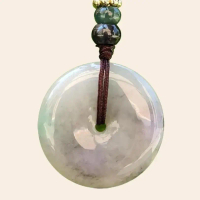 Mix with Lavender, light green and wuji Natural Type A Jadeite Donut Pendant meaning Wealthy, Safe a