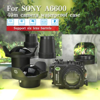 For Sony A6600 Camera Waterproof Box 40m/130ft Professional Waterproof Diving Housing 90mm 10-18mm 16-35mm 16-50mm Lens Port