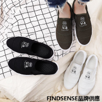 FINDSENSE品牌 四季款 新款 日本 男 高品質 簡約 輕便 懶人一腳蹬 帆布鞋  舒適透氣 休閒鞋  潮流鞋子