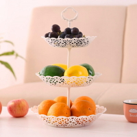 塑料水果盤家用客廳三層蛋糕架歐式干果盤下午茶點心臺甜品架可拆