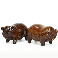紅木雕刻工藝品 實木質生肖豬家居玄關擺件20 可愛小豬仔裝飾品