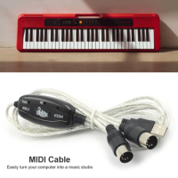 For PC Computer USB IN-OUT MIDI Adapter Cable Music Keyboard Converter Cord Wire