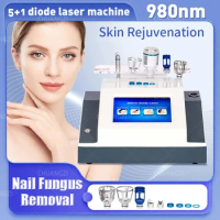 Portable High-power 6-in-1 980nm L-aser Skin and Nail Fungal Infection Removal Device for Red Blood Silk Spider Vein Removal