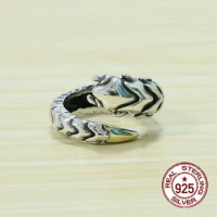 S925 Sterling Silver Ring Punk Hip Hop Centipede Handsome Retro Fashion Jewelry Gift for Lovers