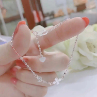 Lắc tay nữ cỏ bốn lá Bạc ta - Lắc tay cỏ 4 lá bạc ta - Vàng Bạc Khải Khải