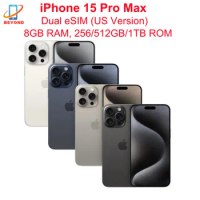 iPhone 15 Pro Max Dual eSIM 6.7" Genuine LTPO Super Retina XDR OLED Face ID NFC A17Pro 8GB 256/512GB/1TB 98% New 5G Cell Phone