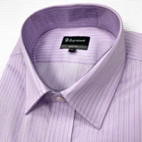 【vivi 領帶家族】H-Supreme 高級優質舒適長袖襯衫(3958粉紫條紋)