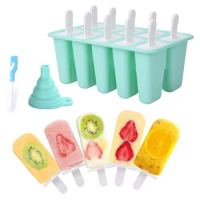 4/ 6 cell Silicone Ice Cream Popsicle Mold with Handle Ice Cream Mold Summer Children's Ice Cream Maker Ice Cube Tray Mold