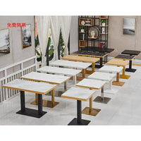 免運定制飯店餐廳長方形商用桌子小吃店甜品店奶茶餐飲店快餐桌椅組合X3