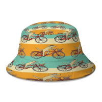 Dog and Squirrel are Friends Whimsical Animal Art Dog Riding a Bicycle Bike Ride Bicycle Bucket Hat Foldable Bob Panama Cap