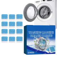 Washer Machine Cleaner Tablets Powerful 12PCS Washing Machine Foaming Tablet Safe Effervescent Tablets Deep Cleansing Washing