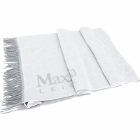 MAX MARA-Leisure TALCO 字母流蘇羊毛混紡灰色圍巾 披肩(185x50)