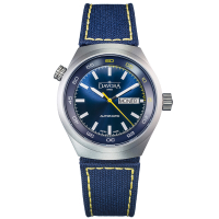 DAVOSA Trailmaster 冒險旅遊者雙時區腕錶-寶藍面/尼龍帶/42mm