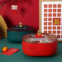 新年招財貓果盤過年干果瓜子結婚盤家用客廳茶幾糖果盒堅果收納盒