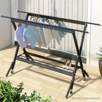 Aluminum Alloy Drying Rack Floor-to-ceiling Folding Indoor Household Drying Rack Balcony Outdoor Cool Clothes Rod Rack Drying Qu