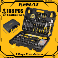 New Arrivals KEELAT 108pcs Household Hand Tool Box Set Multifunctional DIY Tool Box Ratchet Spanner