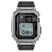 AmBand Apple Watch 專用保護殼 ❘ 銀色軍規級鋼殼 X TPU 錶帶 ❘ 45mm