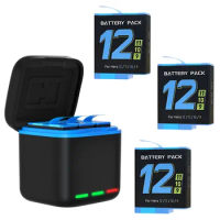 1220mAh Rechargeable Battery for Gopro Hero 12/11/10/9 and Triple Charger for Gopro Hero Action Sports Video Camera Accessories