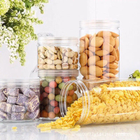 botol plastik buah kering, tin makanan lutsinar, tin pembungkusan plastik, 65 biskut, tin gula-gula