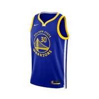 【NIKE 耐吉】球衣 Icon Edition NBA 男款 藍 黃 金洲勇士 Curry 籃球 無袖上衣(DN2005-401)