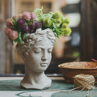 創意人像水泥花盆維納斯女神雕像插花花器 復古藝術花瓶家居擺件