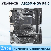 ASRock A320M-HDV R4 AMD AM4 Socket Supports A6-9400 9500 A8-9600 A10-9700 A12-9800 A320 Chipset 2x DIMM Max. 32GB DDR4 Micro ATX