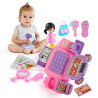 Pretend Play Toy Electronic Cash Register Toy for Girls Dress up Toy Set