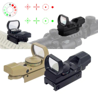 Tactical Red Green Laser Sight Scope Reflex 4 Reticle Collimator Sight 20mm Rail Riflescope Hunting Optics Holographic Scope