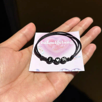 Gelang Couple Inisial Nama Custom Tali Serut Adjustable Bracelet Aksesoris Pria Wanita Kekinian Hand
