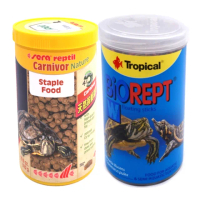 【Sera 德國】肉食甜甜圈+Tropical高蛋白烏龜飼料 1L×2 澤龜.水龜(兩棲爬蟲主食飼料 S18221+U366)