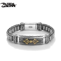 ZABRA Buddhism Six Word Rotatable Bracelet For Men Solid 925 Sterling Silver Luxury Vintage Buddha Jewelry 19cm 20cm 21cm