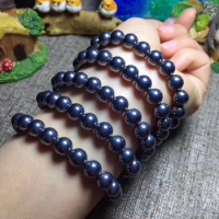 Natural terahertz bracelet round beads 10mm single loop hand string three loop bracelet jewelry couples jewelry gifts